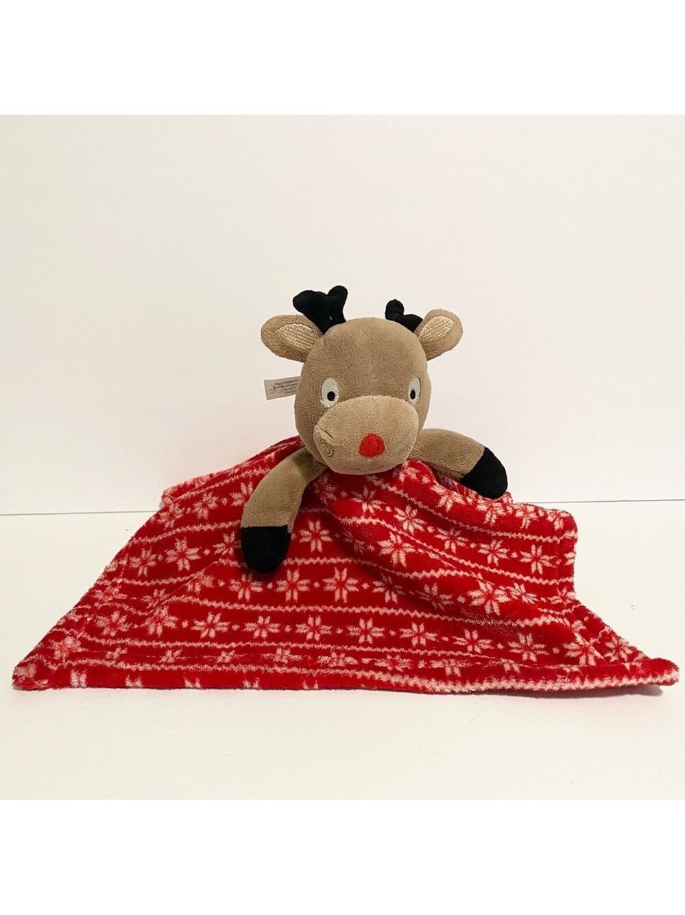 Jainco Reindeer Lovey Red White Snowflakes Deer Plush Baby Toy Security Blanket